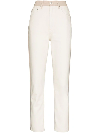 Reformation + Net Sustain Cynthia Cropped Two-tone High-rise Straight-leg Organic Jeans In Nude