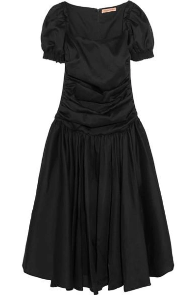 Maggie Marilyn Rule Breaker Off-the-shoulder Ruched Crepe Midi Dress In Black