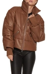 Walter Baker Edwina Leather Puffer Jacket In Terracotta