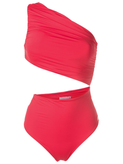 Brigitte Cut-out Ruched Swimsuit In Red