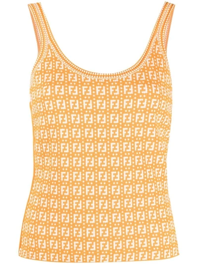 Fendi Ff-logo Sleeveless Minidress In Orange