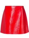 Courrèges Patent-effect Cotton Mini Skirt In Cherry Red