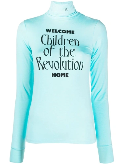 Raf Simons Children Of The Revolution Roll Neck Top In Blue