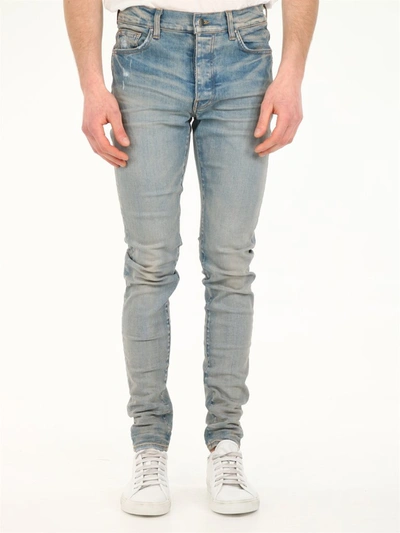 Amiri Slim Jeans In Gray Denim In Light Blue