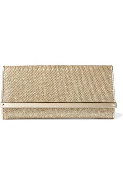 Jimmy Choo Milla Textured-lamé Clutch In Gold