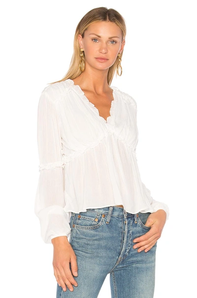 Endless Rose Ruffle Sleeve Accent Top In Off White