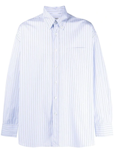 Our Legacy Borrowed Bd Crinkled Pinstriped Shirt In Blue Our Legacy Borrowed Bd Crinkled Pinstriped Shirt In Blue