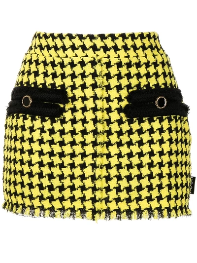 Cool Tm Houndstooth Bouclé Mini Skirt In Yellow