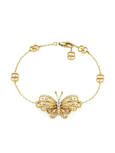 Gucci 18kt Yellow Gold Le Marché Des Merveilles Diamond Butterfly Bracelet