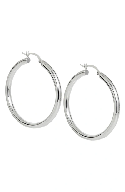 Savvy Cie Rhodium Plated 45mm Chubby Hoop Earrings In White