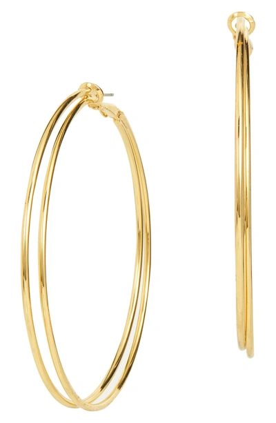 Savvy Cie 18k Yellow Gold Plated Brass 63.5mm Xl Double Hoop Earrings