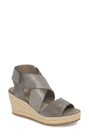 Eileen Fisher 'willow' Espadrille Wedge Sandal In Pewter Metallic Suede