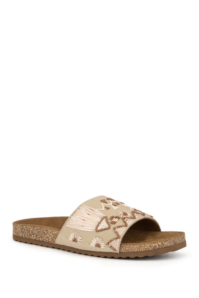 Torgeis Delilah Beaded Slide Sandal In Beige