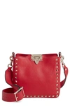 Valentino Garavani Rockstud Mini Hobo Crossbody Bag In Rouge Pur