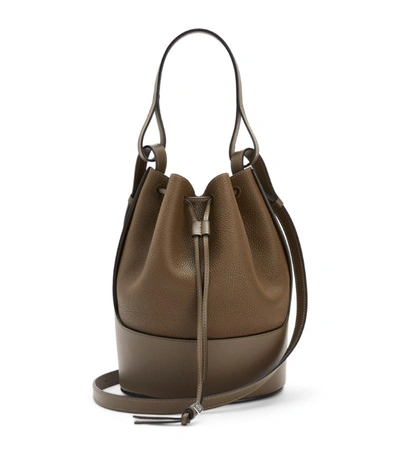 Loewe Balloon Leather Bucket Bag In Khaki/brown