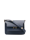 Marni Trunk Medium Leather Shoulder Bag In Blue