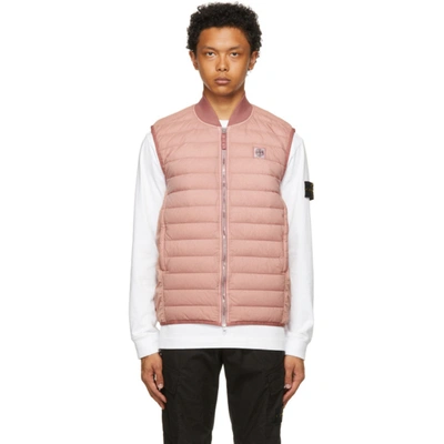 Stone Island Pink Down Loom Woven Chambers Vest In V0086 Roseq