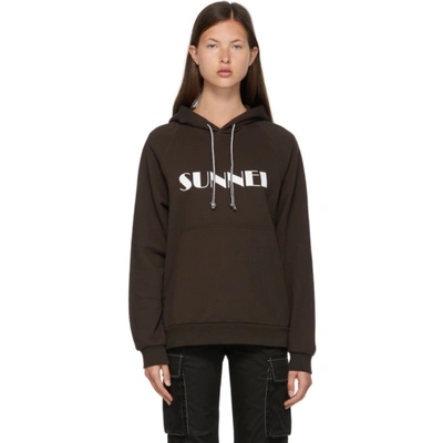 Sunnei Brown Logo Hoodie