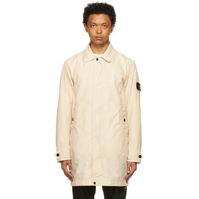 Stone Island Off-white Micro Reps Trench Coat In V0093 Ivory