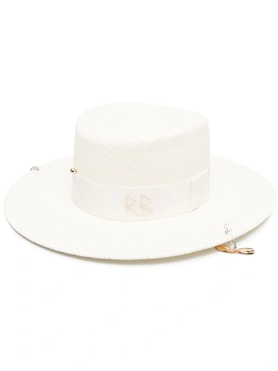 Ruslan Baginskiy Chain-strap Wide-brim Boater Hat In White