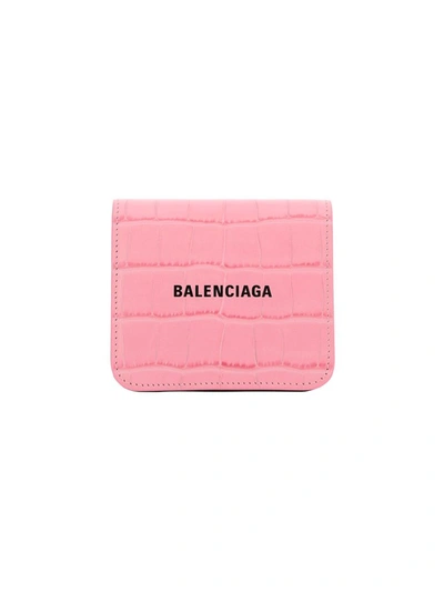 Balenciaga Cash Embossed Wallet In Pink