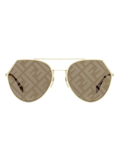 Fendi Eyewear Aviator Sunglasses In Gold