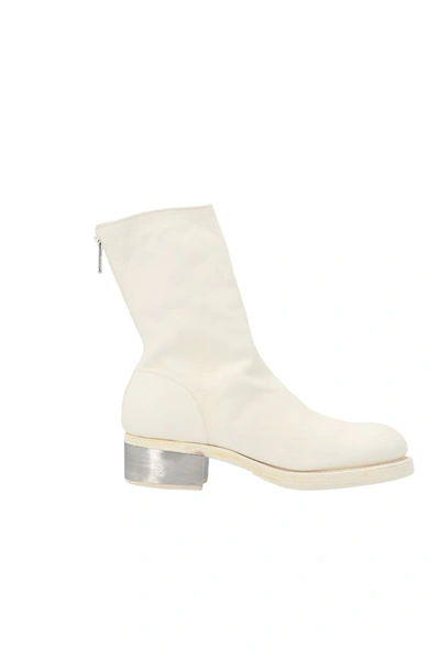 Guidi Contrast Heel Ankle Boots In White