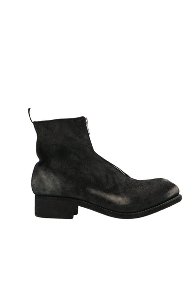 Guidi Front Zip Detail Ankle Boots In Black