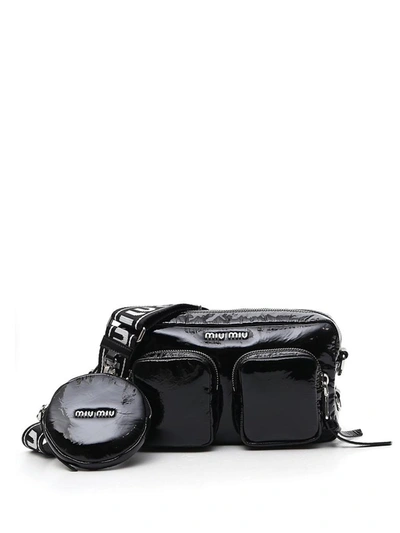 Miu Miu Front Pocket Detail Shoulder Bag In Black