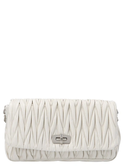 Miu Miu Shine Matelassé Shoulder Bag In White