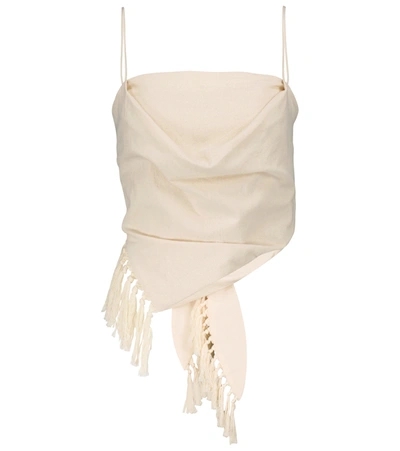Nanushka + Net Sustain Raelynn Fringed Organic Cotton Top In Ivory