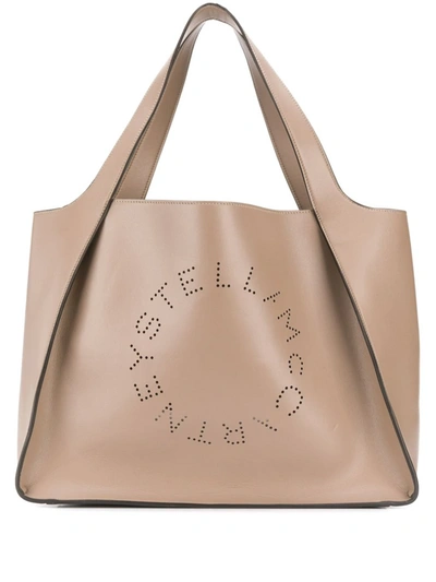 Stella Mccartney Perforated Logo Tote Bag In Rose Camme