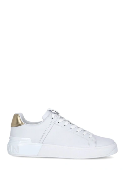 Balmain Low Top Lace Sneaker In Blanc/or