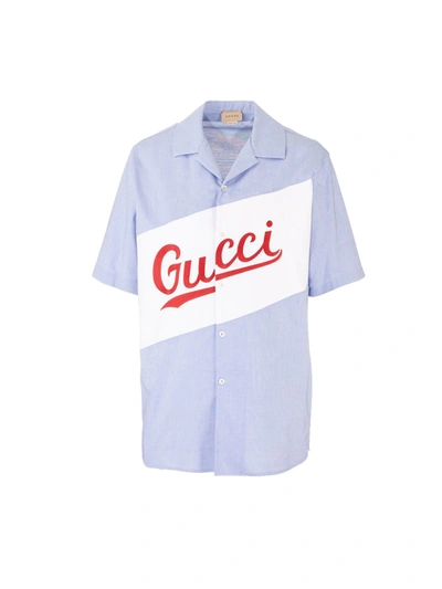 Gucci Kids' Vintage Logo Shirt In Light Blue