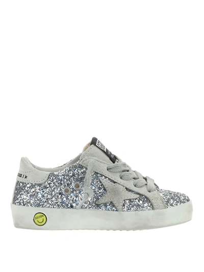 Golden Goose Kids' Superstar Glittery Trainers In Silver