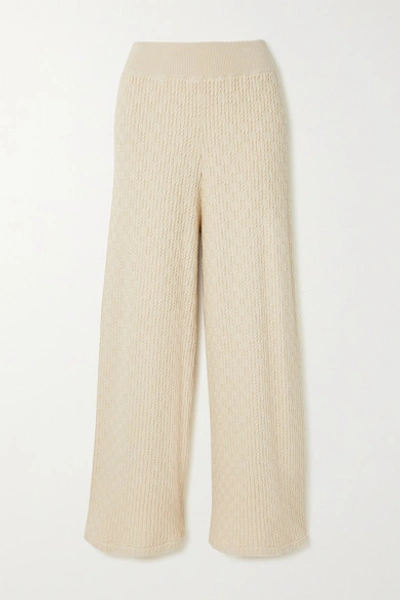 Mr Mittens Cable-knit Cotton Wide-leg Trousers In Ivory