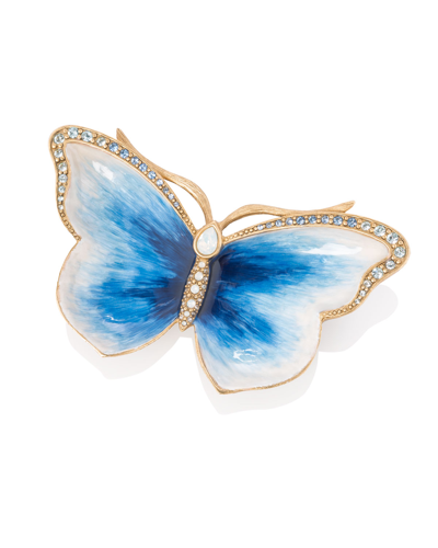 Jay Strongwater Indigo Butterfly Trinket Tray In Gold