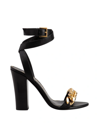 Tom Ford 105mm Chain Ankle-wrap Sandals In Black
