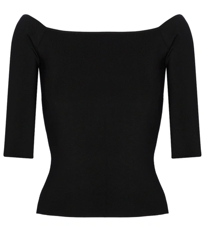 Saint Laurent Ribbed Stretch-jersey Top In Black