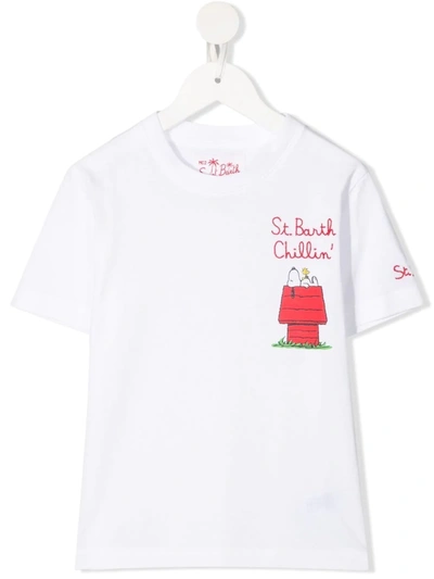 Mc2 Saint Barth Kids' Snoopy Print Cotton Jersey T-shirt In White