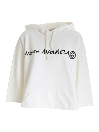 Mm6 Maison Margiela Cropped Sweatshirt In White