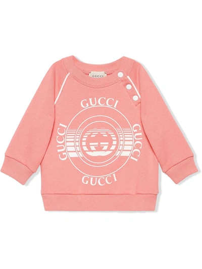 Gucci Babies' White Logo Sweatshirt In Pink