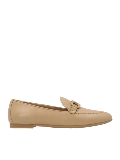 Ferragamo Gancini Loafers In Nude Color In Beige