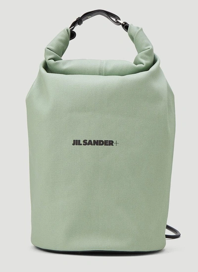 Jil Sander Logo Print Drawstring Backpack In Green