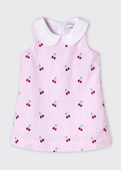 Classic Prep Childrenswear Kids' Girl's Maddie Striped Cherry-print Sleeveless Dress In Pink Cherries