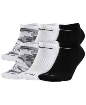Nike 6-pack Dri-fit No-show Socks In Grey Camo/white/black | ModeSens