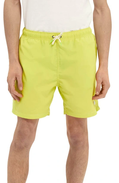 Scotch & Soda Medium Length Solid Swim Shorts In Yellow