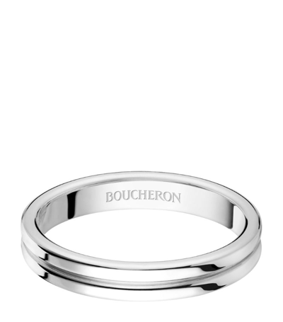 Boucheron Godron Platinum Ring In Silver (silver)
