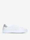 Gucci White & Grey Interlocking G New Ace Sneakers