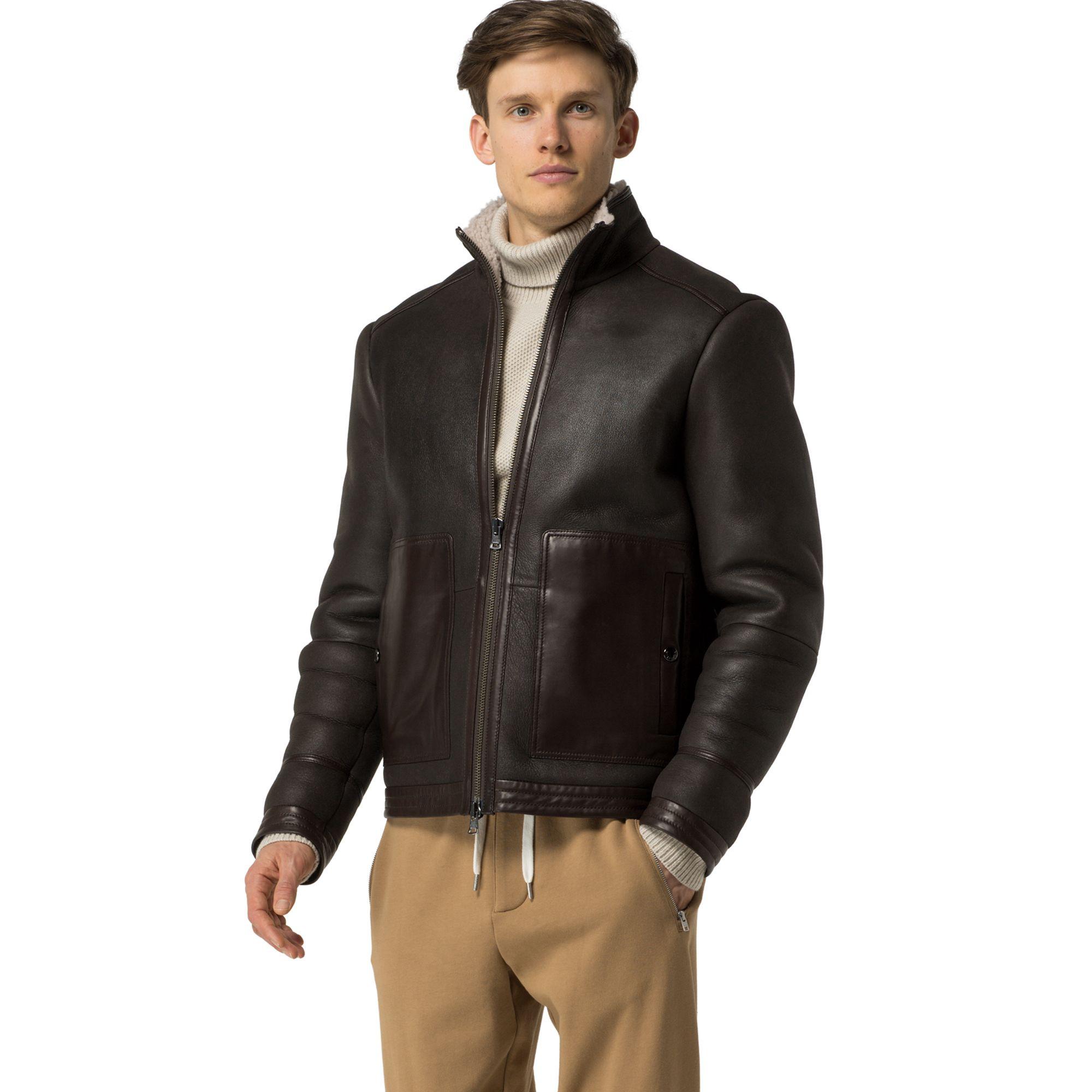 tommy hilfiger leather bomber jacket